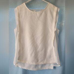 ✨ Harve Benard White Sheer Layered Blouse | Sleeveless Shell Top | Size XL